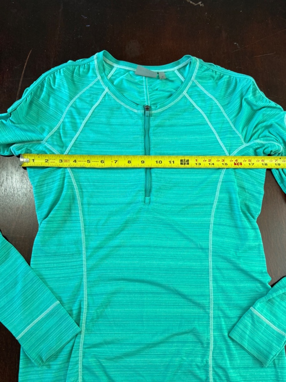 Athleta Green Micro Stripe Quarter Zip Pullover Size Medium - Picture 10 of 10